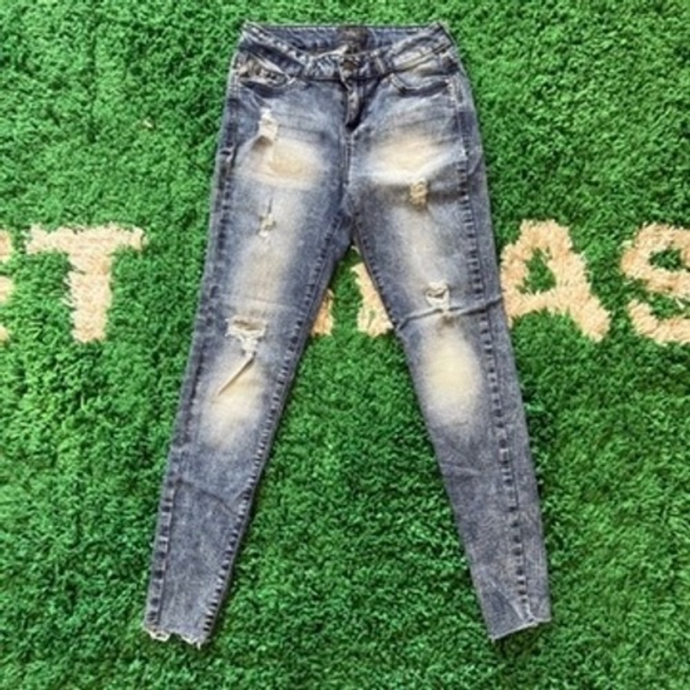 Celebrity Pink Womens Jeans Size 3 26 Mid Rise Skinny Distressed Blue Denim